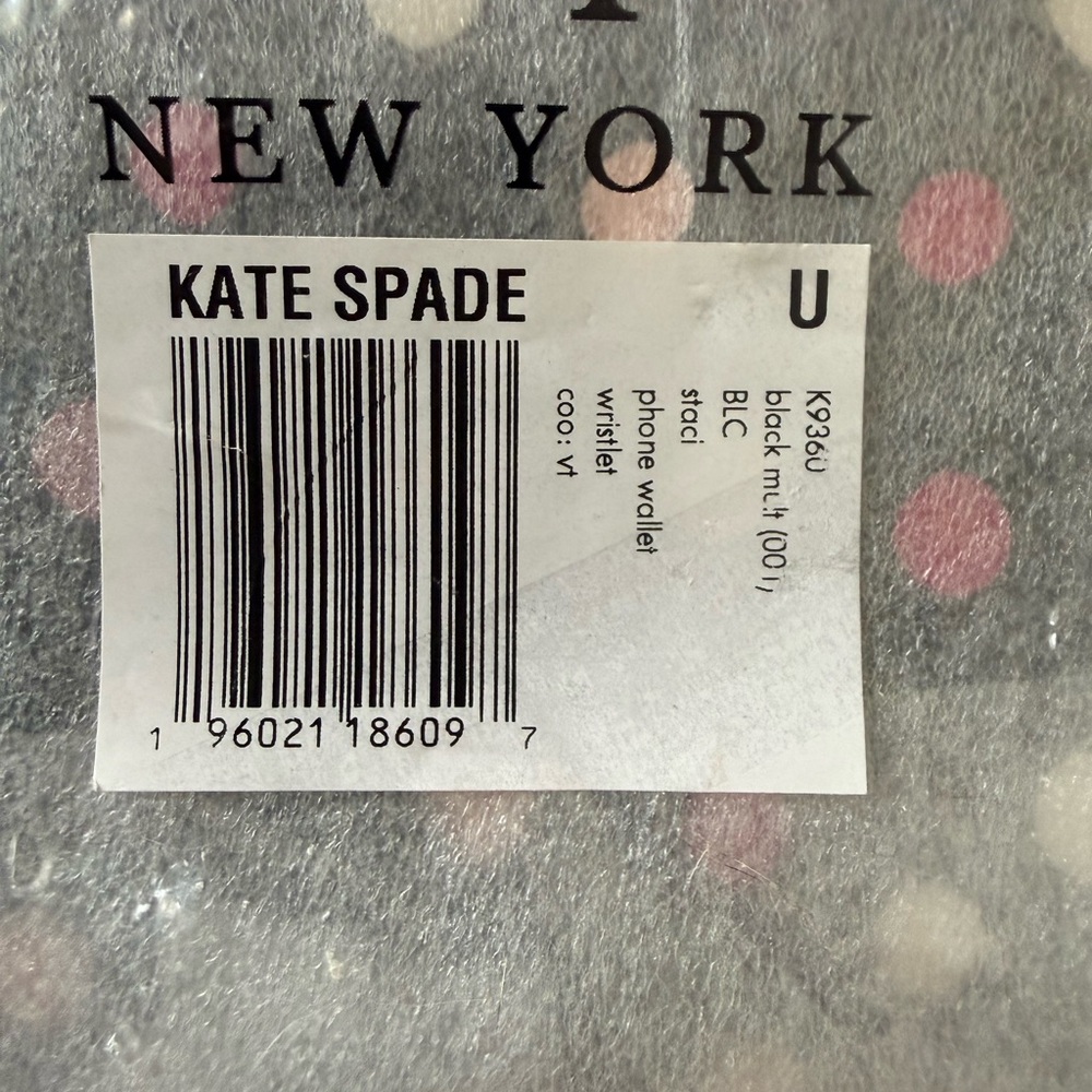 kate spade Staci Phone Wallet Wristlet Black Pink & Cream Dots - Picture 7 of 7